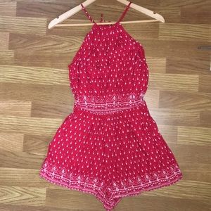 Red Bandana Pattern Sleeveless Romper